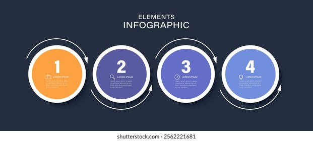 4 steps or options vector infographic template with round text boxes and icons
