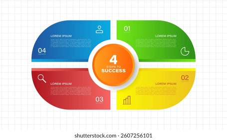 4 steps or options vector infographic design template with icons and text