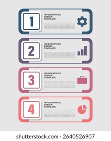 4 steps or options vertical vector infographic template. Infographic for business presentations or reports with thin icons.