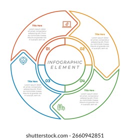 Elemento de infografía de 4 pasos. Diseño moderno y limpio para presentaciones, informes y Web