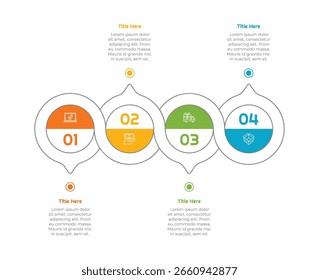 Elemento de infografía de 4 pasos. Diseño moderno y limpio para presentaciones, informes y Web