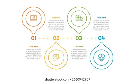 Elemento de infografía de 4 pasos. Diseño moderno y limpio para presentaciones, informes y Web