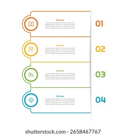 4 Steps Outline Square Infographic Element. Modern and clean design for presentations, reports, and web