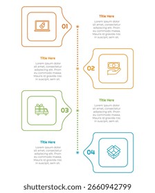 4 Steps Outline Square Infographic Element. Modern and clean design for presentations, reports, and web
