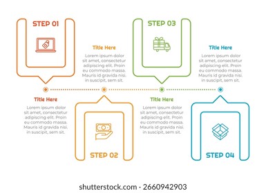 Elemento de infografía cuadrada de 4 pasos. Diseño moderno y limpio para presentaciones, informes y Web