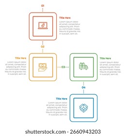 Elemento de infografía cuadrada de 4 pasos. Diseño moderno y limpio para presentaciones, informes y Web