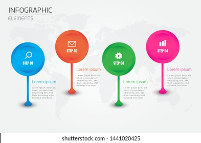 4 steps process color graphic elements infographic,vector illustration.