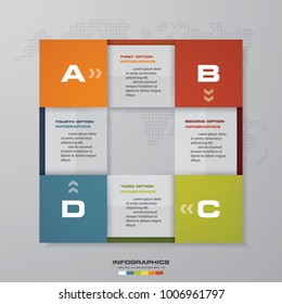 4 steps process. Simple&Editable abstract design element. Vector.