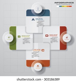 4 steps process. Simple&Editable abstract design element. Vector.