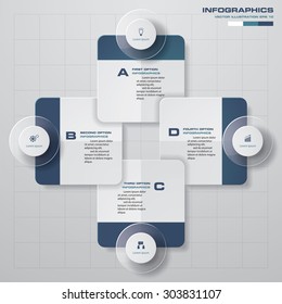 4 steps process. Simple&Editable abstract design element. Vector.