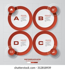 4 steps process. Simple&Editable abstract design element. Vector.