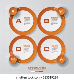 4 steps process. Simple&Editable abstract design element. Vector.