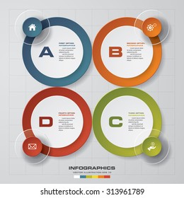 4 steps process. Simple&Editable abstract design element. Vector.