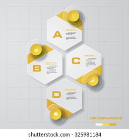 4 steps process. Simple&Editable abstract design element. Vector.