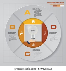 4 steps process. Simple&Editable abstract design element. Vector.