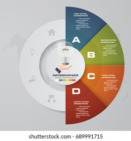 4 steps process. Simple&Editable abstract design element. Vector.