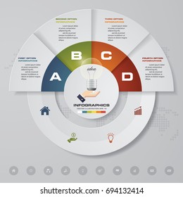 4 steps process. Simple&Editable abstract design element. Vector.