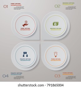 4 steps process. Simple&Editable abstract design element. Vector.