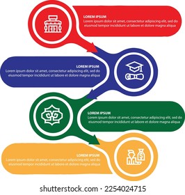 4 pasos procesan vector.Infografías para el concepto de negocio. Se puede utilizar para presentaciones banner, diseño de flujo de trabajo, diagrama de procesos, diagrama de flujo, gráfico de información

