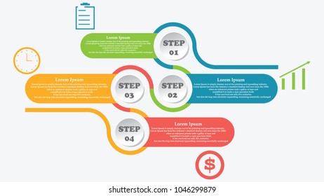 4 steps or processes Infographic Template. Cycle style infographic Template or Background. Can be used for Presentation or information banner. Can edit your own texts in spaces provided. Vector