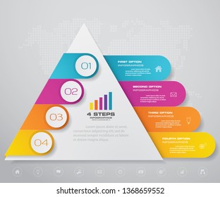 4 steps pyramid with free space for text on each level. infographics, presentations or advertising. EPS10.	