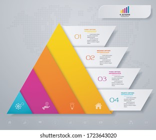 4 steps pyramid with free space for text on each level. infographics, presentations or advertising. EPS10.	