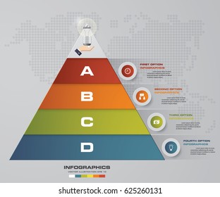 4 steps pyramid with free space for text on each level. infographics, presentations or advertising. EPS10.