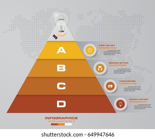 4 steps pyramid with free space for text on each level. infographics, presentations or advertising. EPS10.