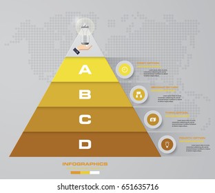4 steps pyramid with free space for text on each level. infographics, presentations or advertising. EPS10.