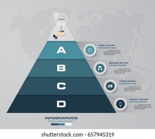 4 steps pyramid with free space for text on each level. infographics, presentations or advertising. EPS10.