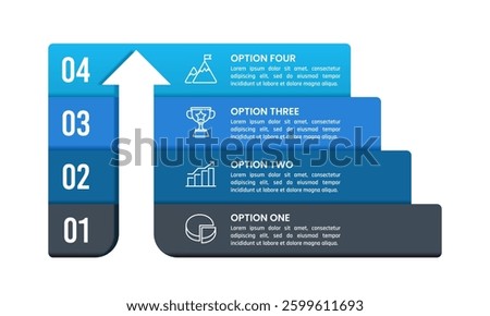4 Steps to success infographic arrow design template. Business Planning, Marketing, Banner, Strategy and Presentation. Vector Illustration.