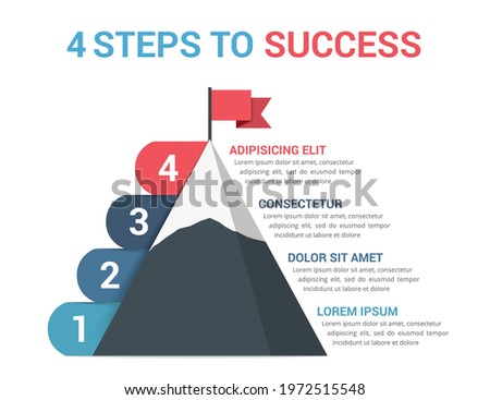4 Steps to success, infographic template, leadership or motivation concept, vector eps10 illustration