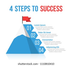 4 Steps to success infographics, leadership or motivation concept, vector eps10 illustration