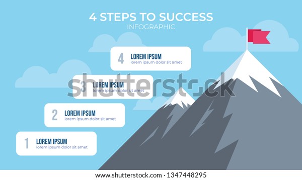 4 Steps Success Mountain Illustration Infographic Stock Vector (Royalty ...