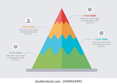 4 Schritte zum Erfolg Berg Infografik Design, Route zum Gipfel des Berges, Konzept des Ziels, Mission, Business Berg Vektor-Illustration,