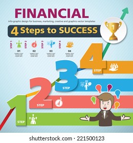 4 Steps to success template modern info graphic design, for business template, marketing, creative templates and graphics vector