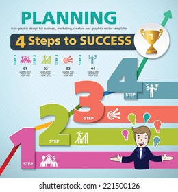 4 Steps to success template modern info graphic design, for business template, marketing, creative templates and graphics vector