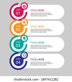 4 steps timeline infographic template with circular arrows Vector design