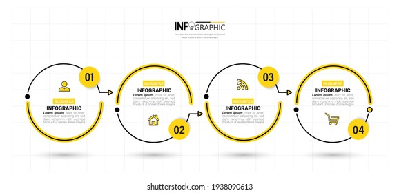 4 Steps Timeline Infographics design template. 