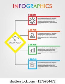 4 Steps Timeline. Modern Business Infographics. Label, Concept, Layout Vector Design