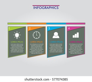 4 Steps Timeline. Modern Business Infographics.Label, Concept, Layout Vector Design