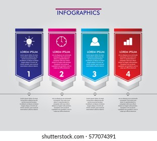 4 Steps Timeline. Modern Business Infographics.Label, Concept, Layout Vector Design