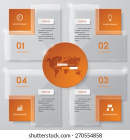 4 Steps transparency template/graphic or website layout. Vector.