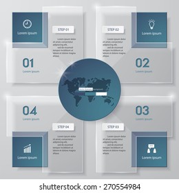 4 Steps transparency template/graphic or website layout. Vector.