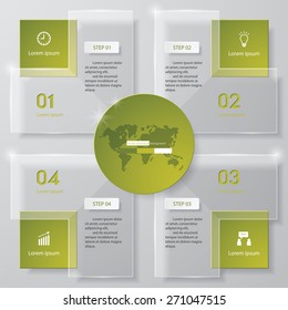 4 Steps transparency template/graphic or website layout. Vector.