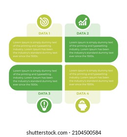 4 steps vector Infographic design template with icons and 4 options texts box. Can be used for process diagram, presentations, workflow layout, banner, flow chart, info graph