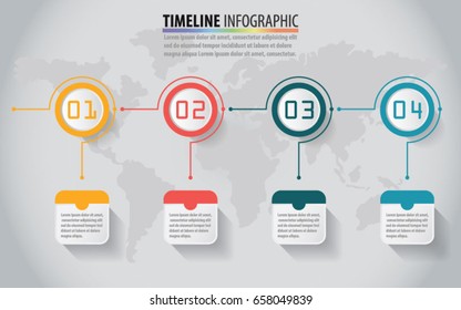 4 steps Vector Timeline infographics design template with options, process diagram. Blank space for content Used for workflow layout, diagram, number step up options, web design. eps10 illustration