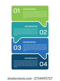 4 Steps Vertical Speech Bubble Infographic for Business Communication. Vector illustration.