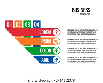 Flujo de trabajo de 4 pasos, infografía de estrategia empresarial, visualización de progreso, pasos para el diagrama de éxito, Plantilla de presentación