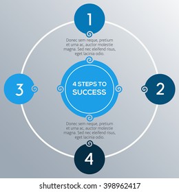 4 stepst to success. Infographic element. Vector Infographic. Infographics template with circle numbered steps. With place for text for your presentation